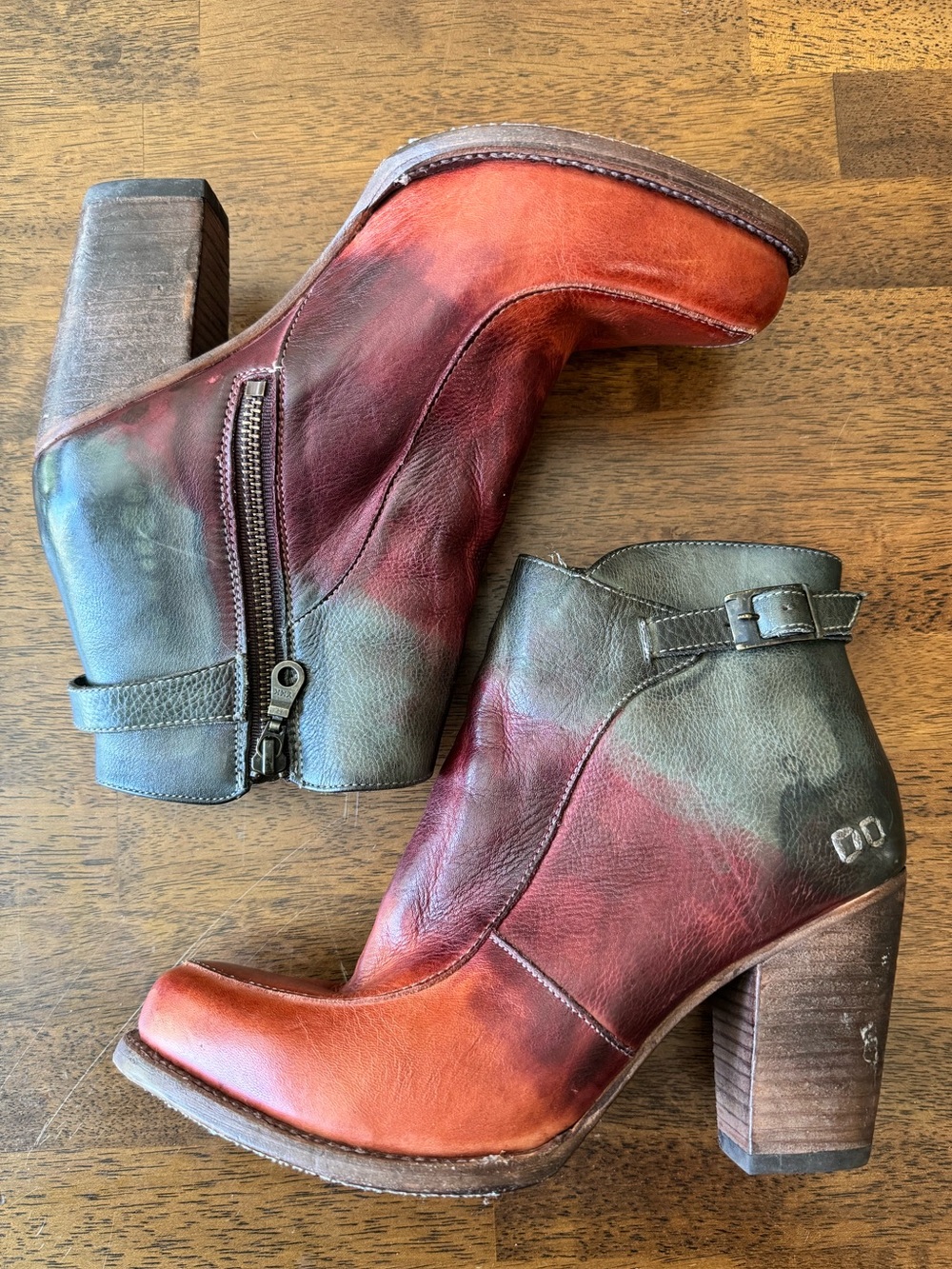BED STU Isla cobbler Leather Booties Bird of Paradise Ombre Heeled Ankle Boot